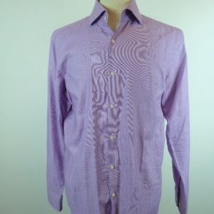 HUGO BOSS BLACK LABEL purple cotton SHARP FIT long sleeve  Shirt 16.5 L